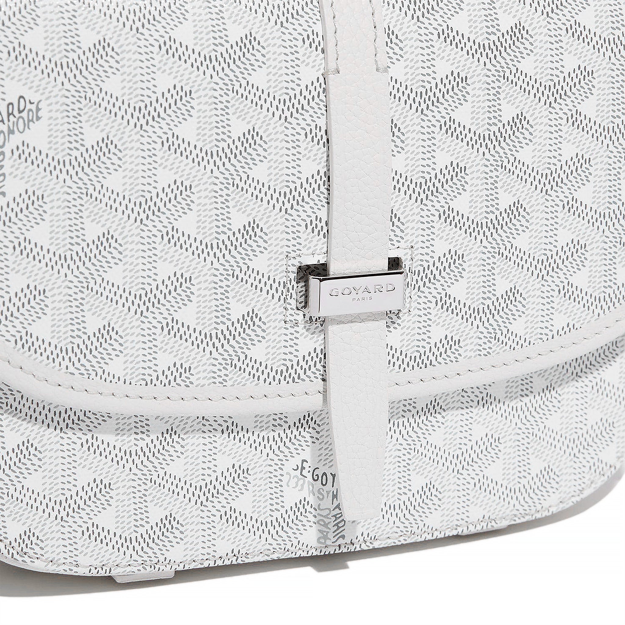 Close up view of Goyard Goyardine Belvedere II White PM Messenger Bag BELVE3PMLTY50CG50P