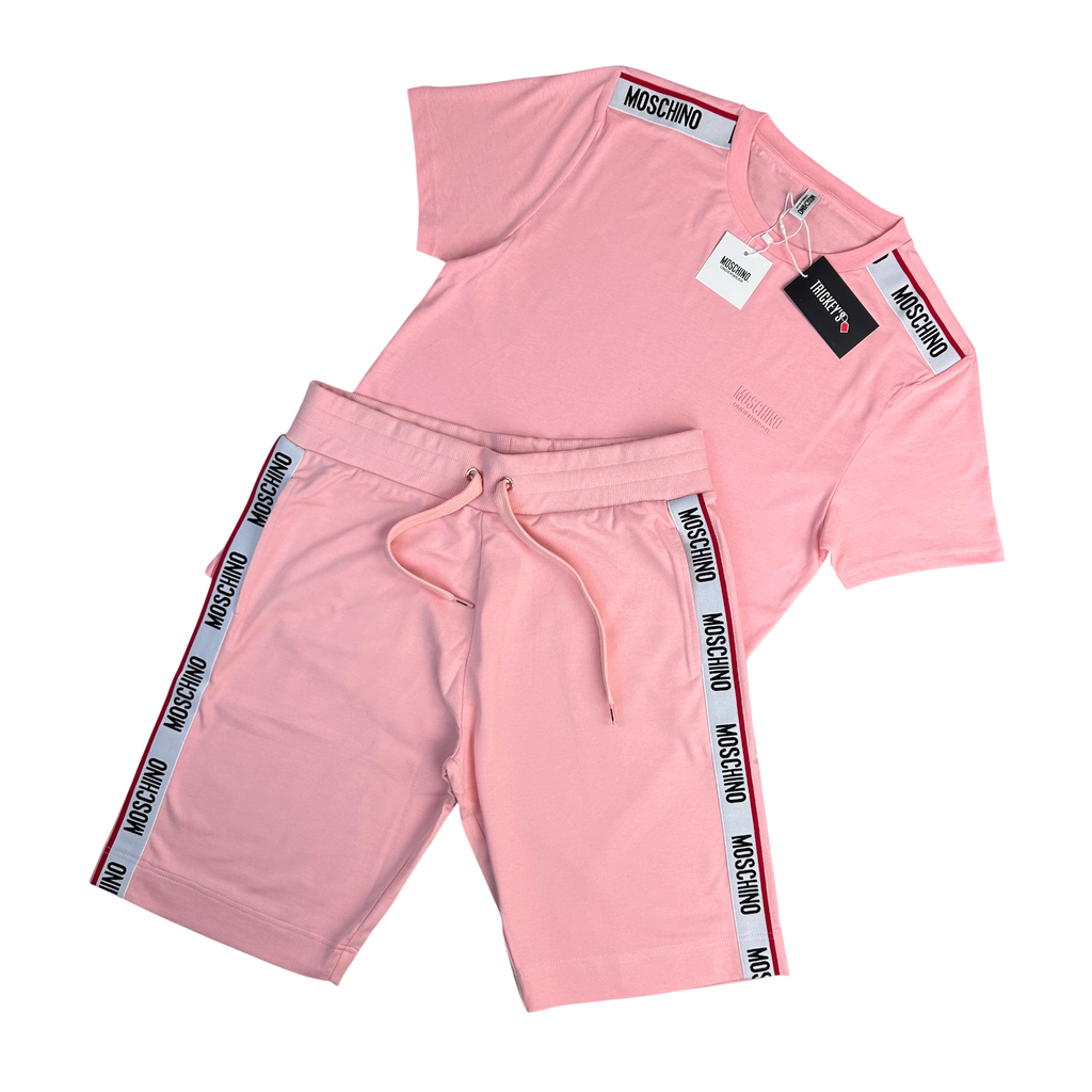 Moschino Men’s Pink T-shirt & Short Set