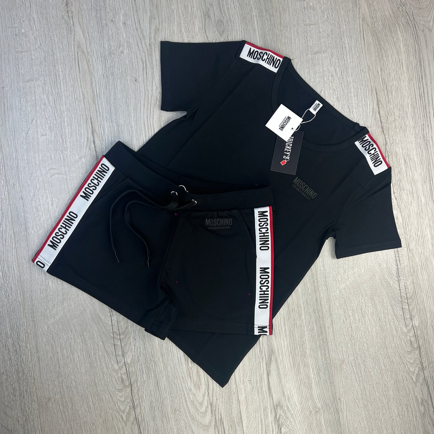 Moschino Women’s Taped Black T-shirt & Short Set