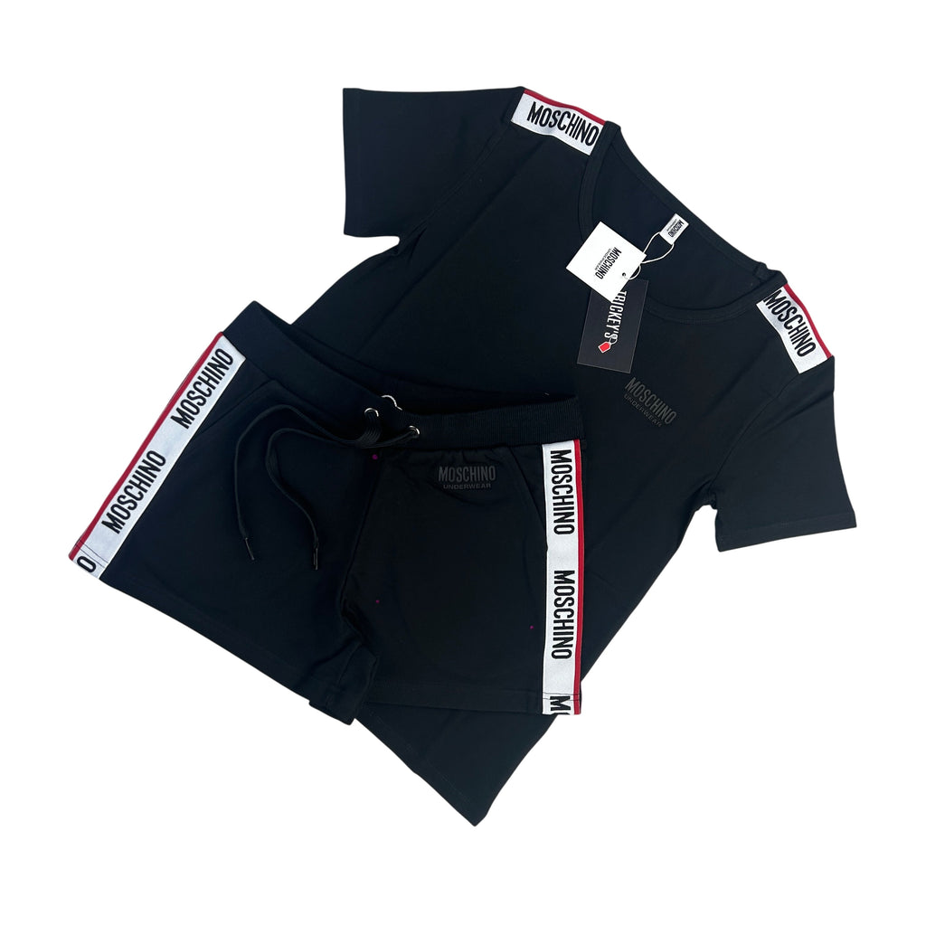 Moschino Women’s Taped Black T-shirt & Short Set
