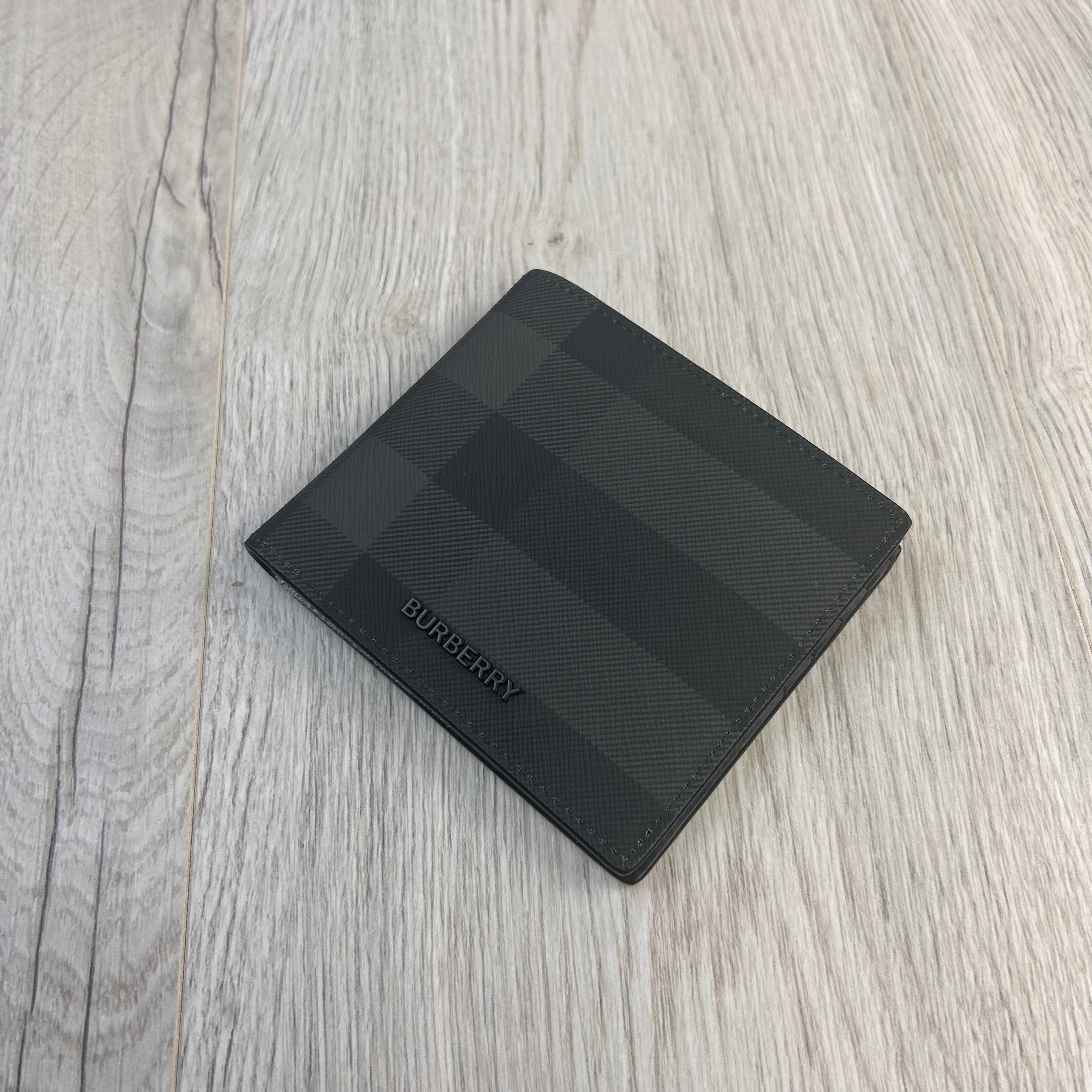 Burberry Men’s Gray Check Bifold Wallet