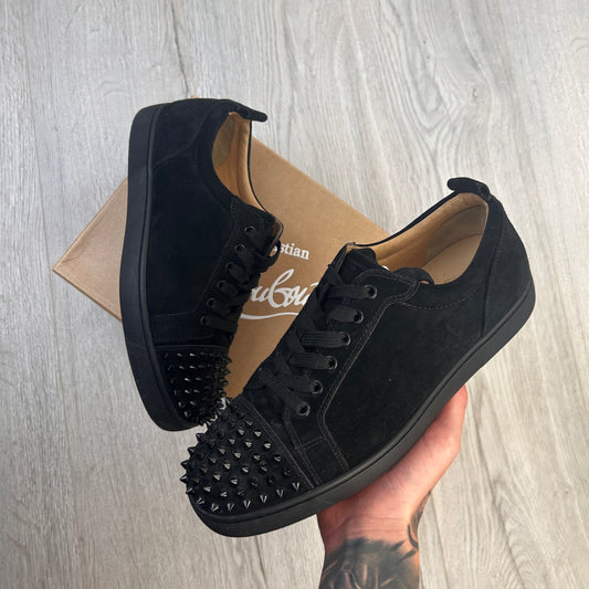 Christian Louboutin Men’s Black Low Suede Trainers With Front Spikes - 41.5 (Uk 7.5)