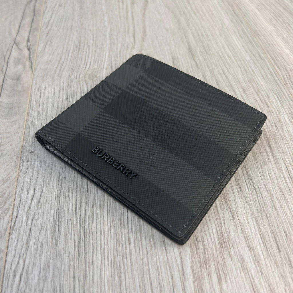 Burberry Men’s Gray Check Bifold Wallet