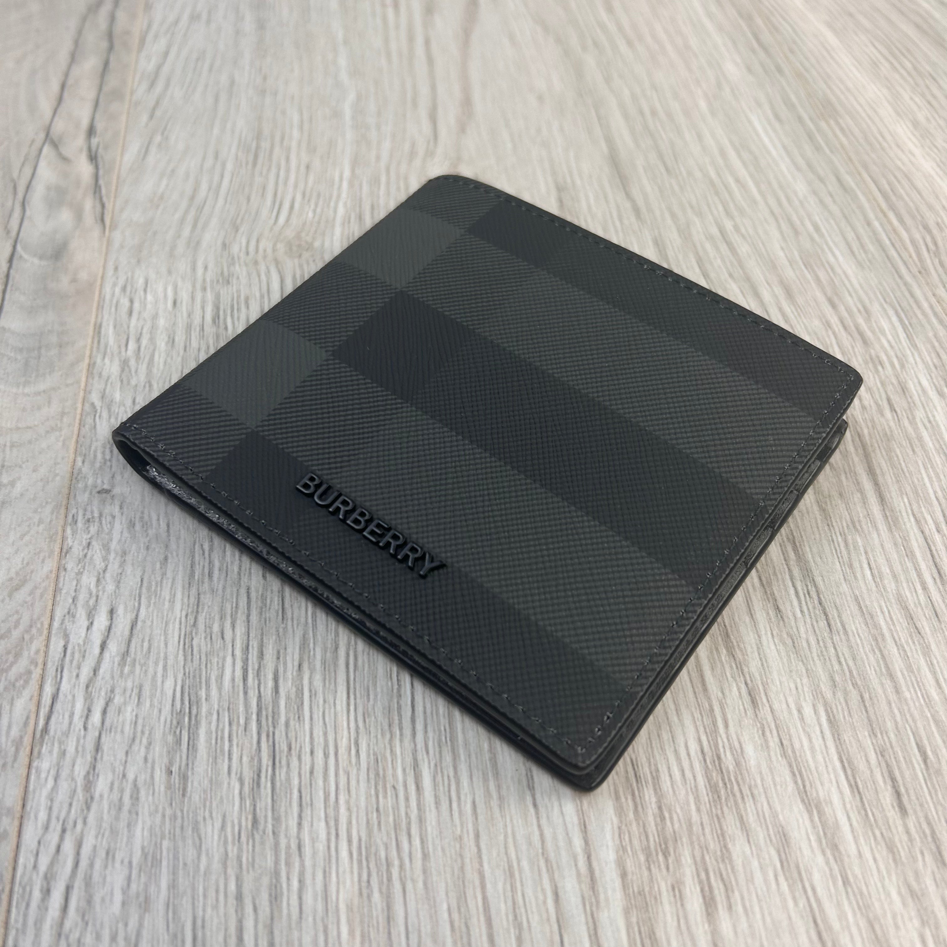 Burberry Men’s Gray Check Bifold Wallet