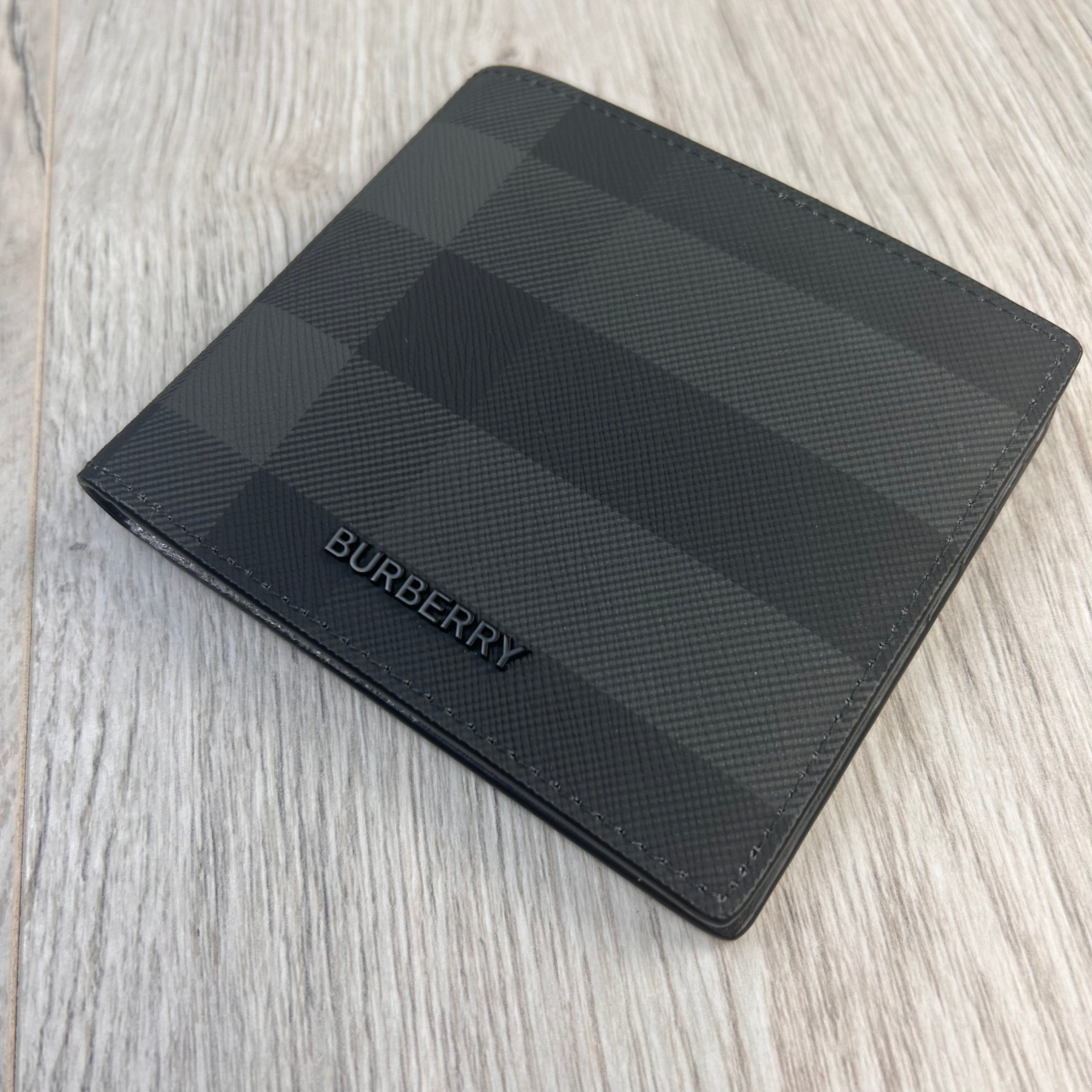 Burberry Men’s Gray Check Bifold Wallet