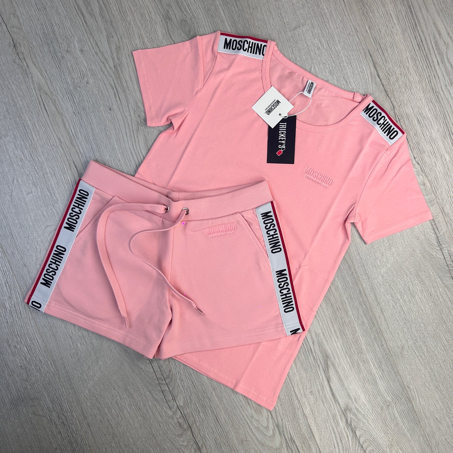 Moschino Women’s Taped Pink T-shirt & Short Set