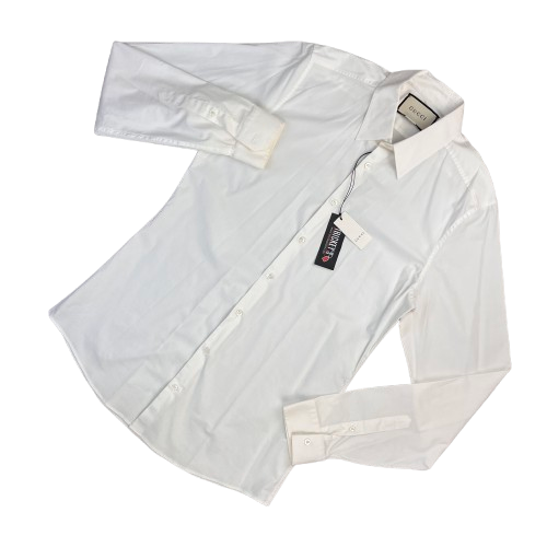 Gucci Men’s White Button up Cotton Poplin Shirt - Large Slim
