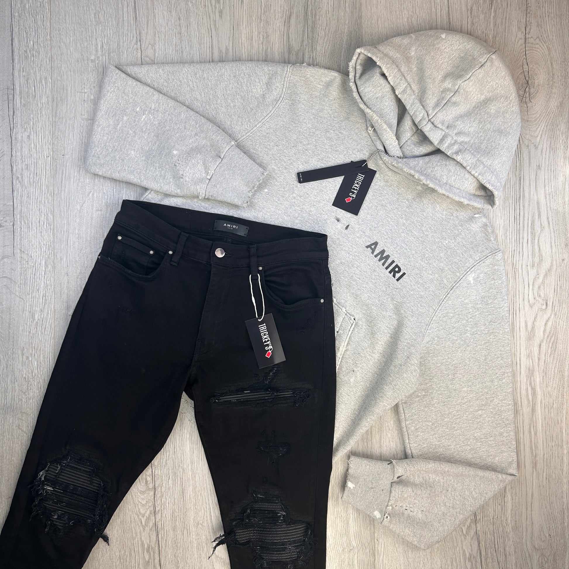 Amiri Men's Grey Distressed Hoodie - Medium – Trickey.store