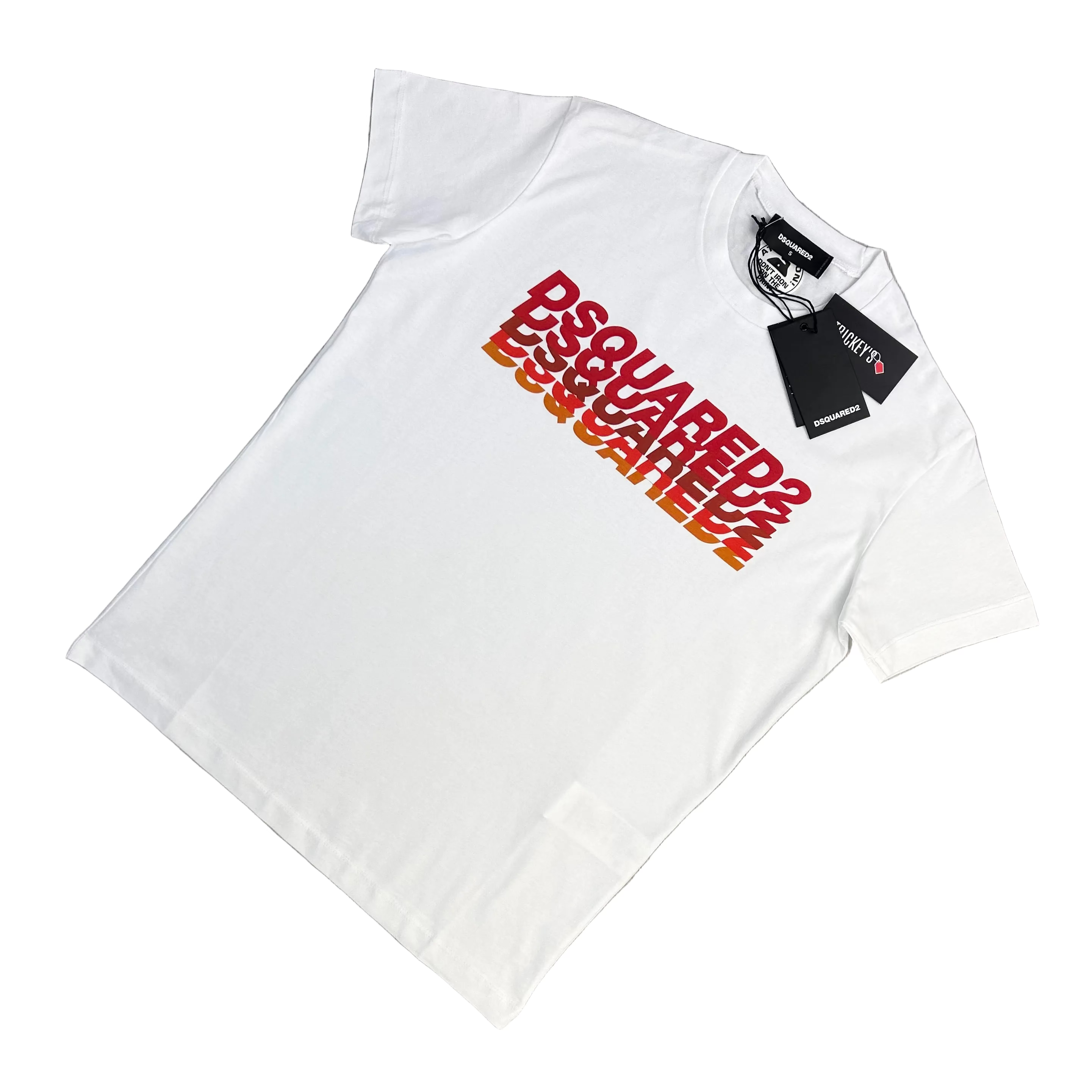 Dsquared2 Men’s White T-shirt Red / Orange Logo