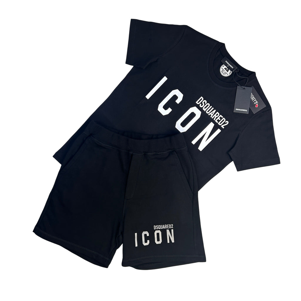 Dsquared2 Men’s Black ICON T-shirt & Short Set