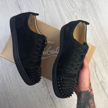Christian Louboutin Men’s Black Low Suede Trainers With Front Spikes - 41.5 (Uk 7.5)