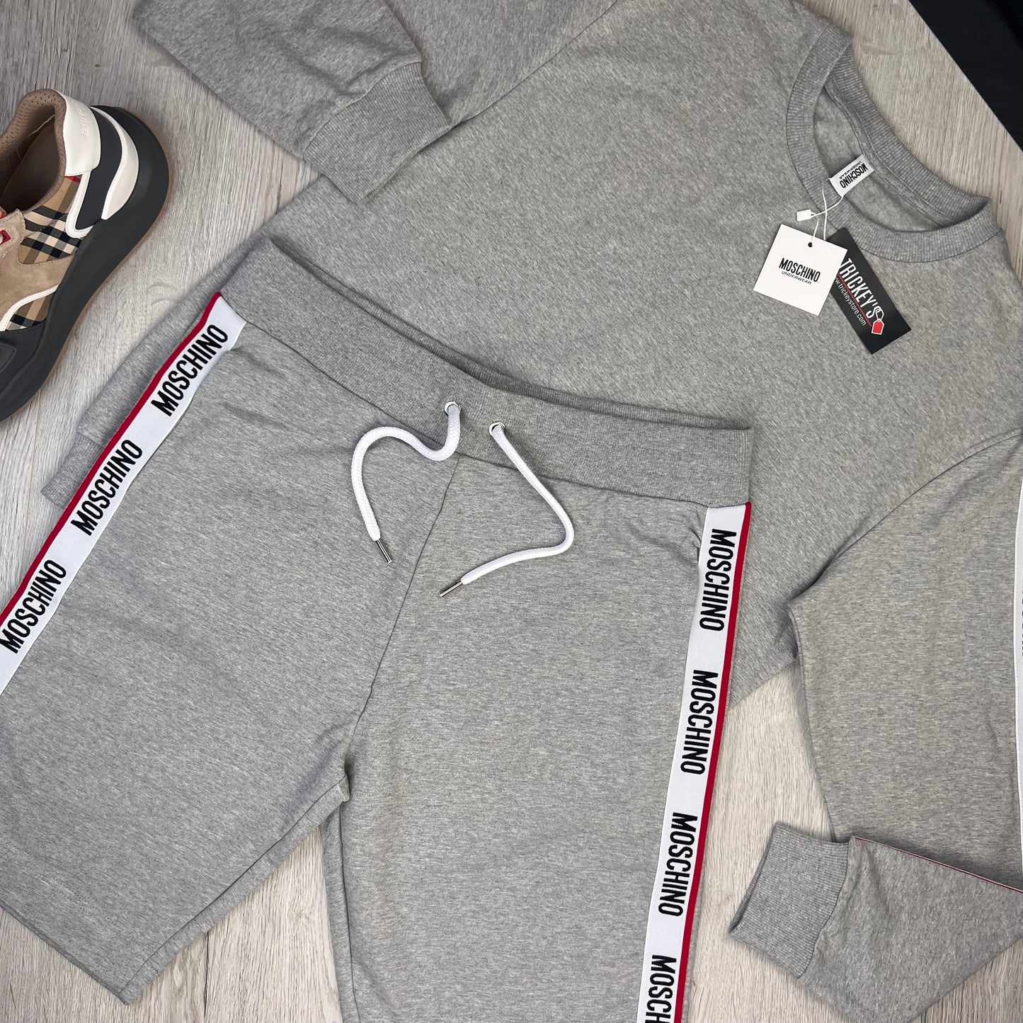 Moschino Men s Grey Crewneck Jumper Short Set Trickey.store