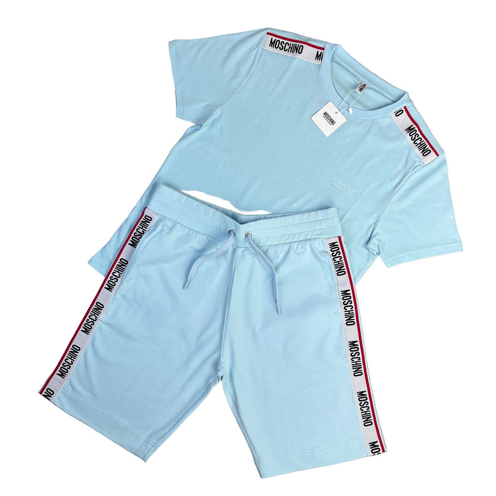 Moschino Men’s Baby Blue T-shirt & Short Set