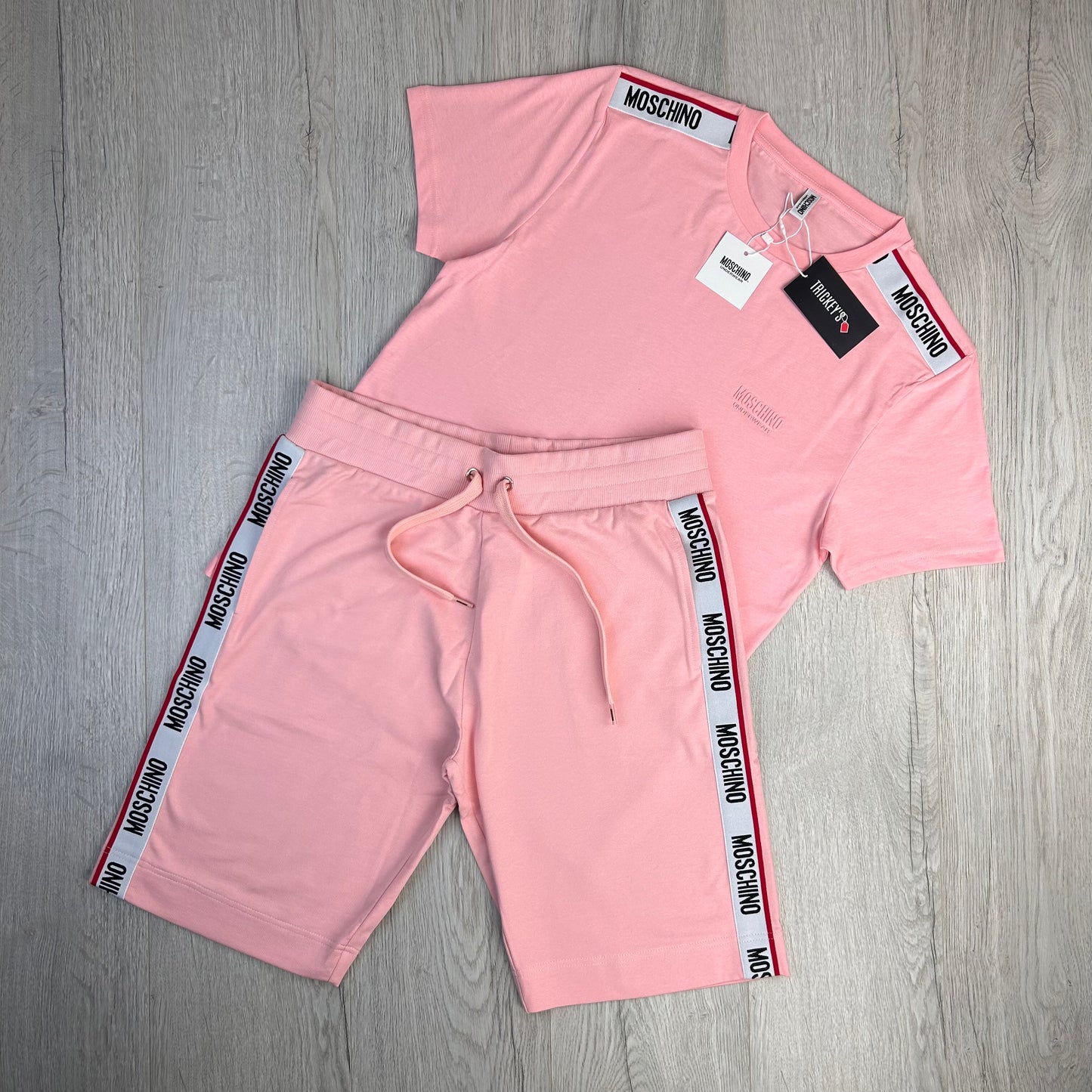 Moschino Men’s Pink T-shirt & Short Set