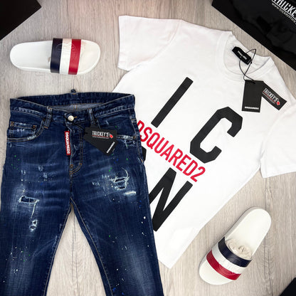 Dsquared2 Men’s White T-shirt ‘ICON’ Logo