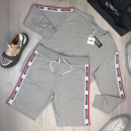 Moschino Men’s Grey Crewneck Jumper & Short Set