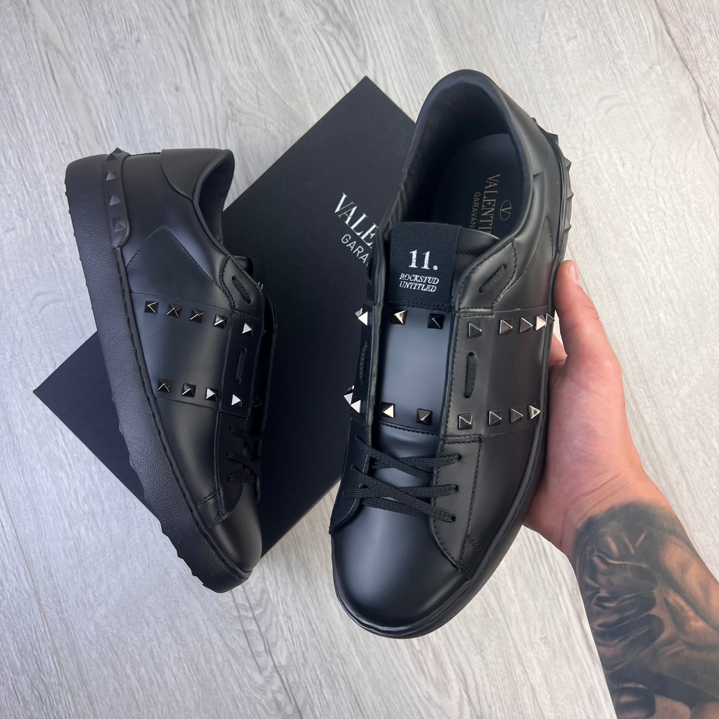 Valentino Men s Black Untitled Rockstud Trainers Trickey.store
