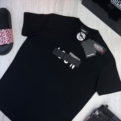 Dsquared2 Men’s Black Tape Detail Icon T-Shirt