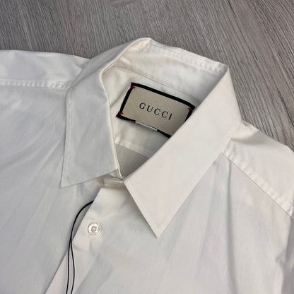 Gucci Men’s White Button up Cotton Poplin Shirt - Large Slim