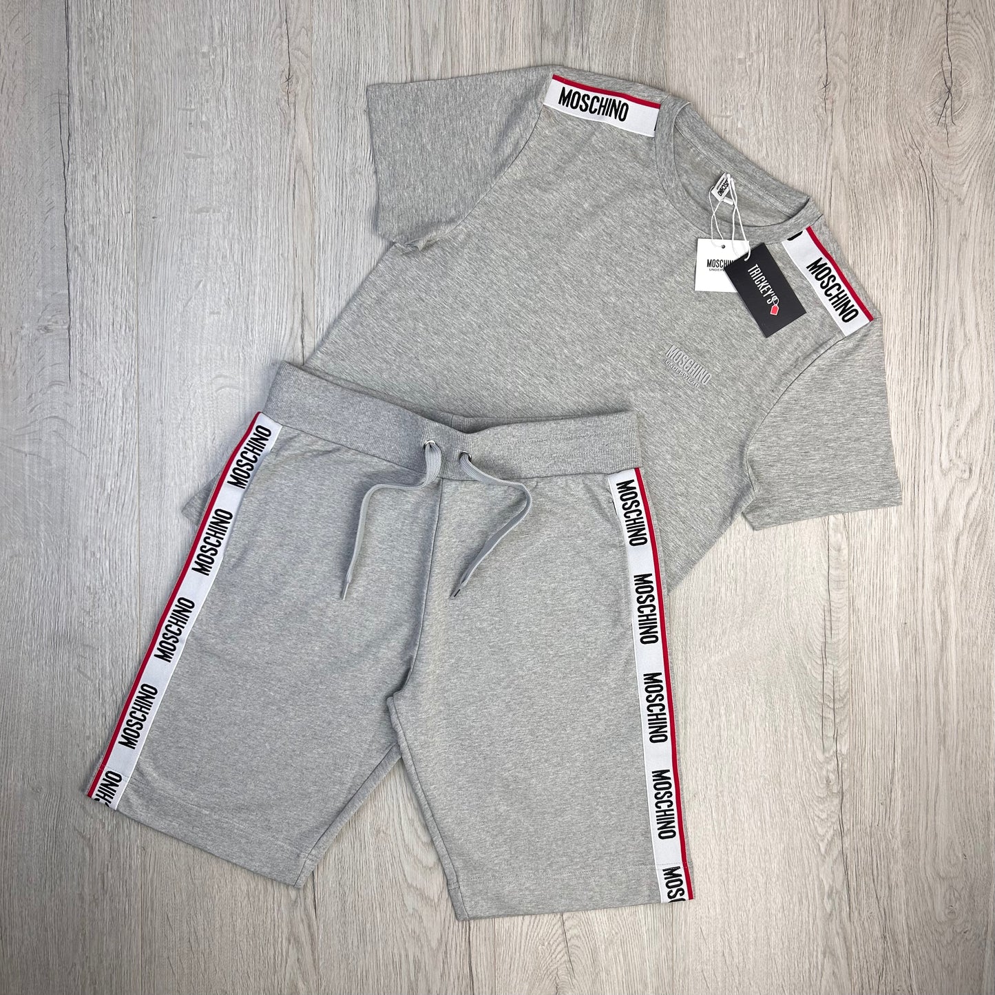 Moschino Men s Grey T shirt Short Set Trickey.store