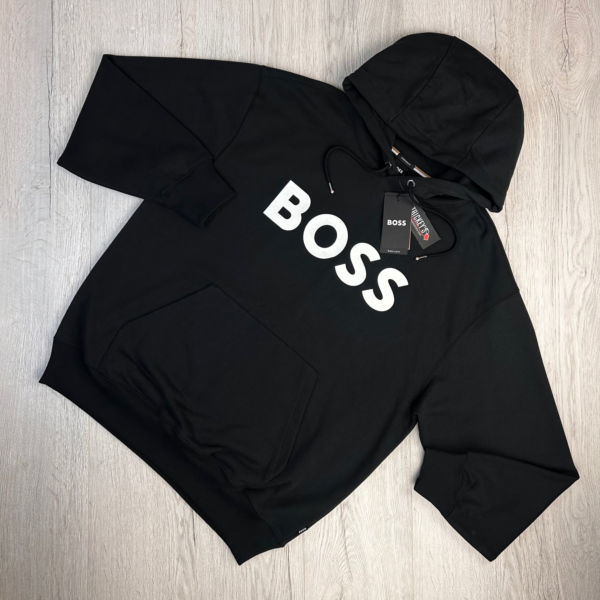 Hugo Boss Men s Black Hoodie Large Oversized