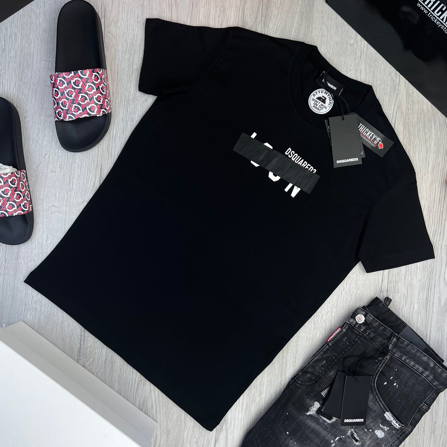 Dsquared2 Men’s Black Tape Detail Icon T-Shirt