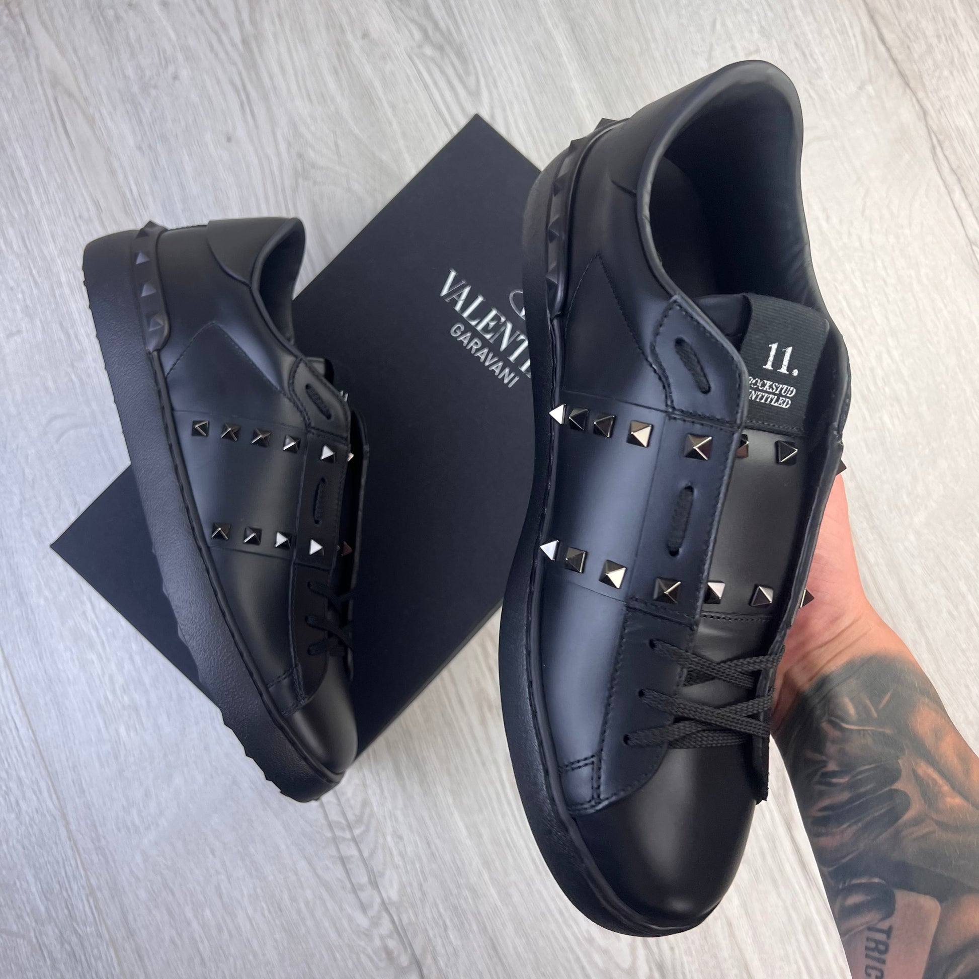Valentino Men s Black Untitled Rockstud Trainers Trickey.store