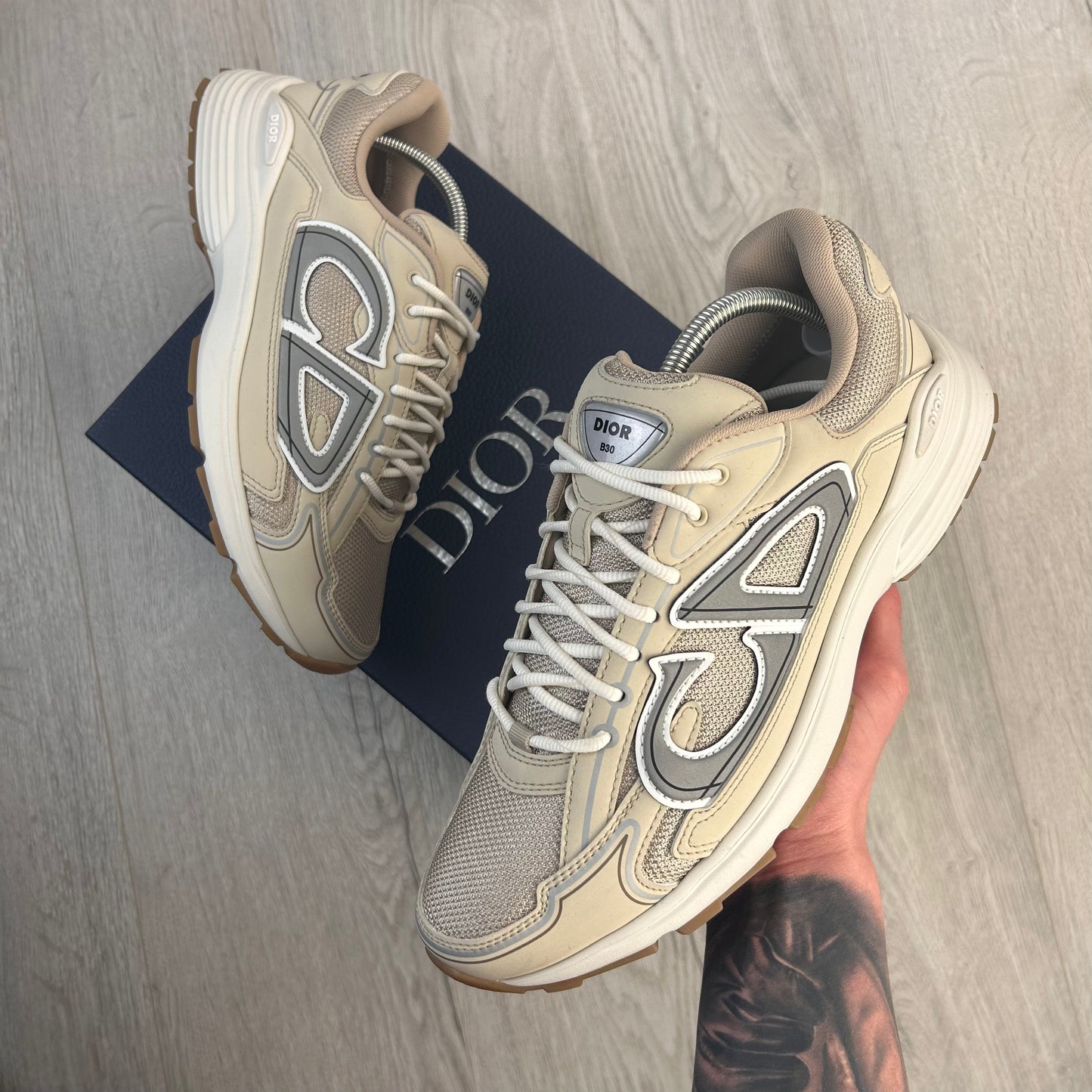 Dior B30 Men’s Cream Mesh and Technical Fabric Trainers - 41 (Fit Uk 7)