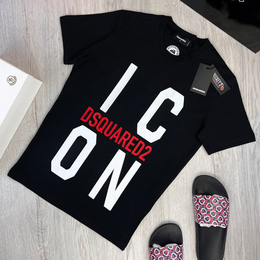Dsquared2 Men’s Black ‘ICON’ Logo T-shirt