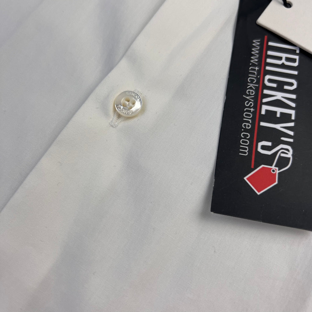 Gucci Men’s White Button up Cotton Poplin Shirt - Large Slim