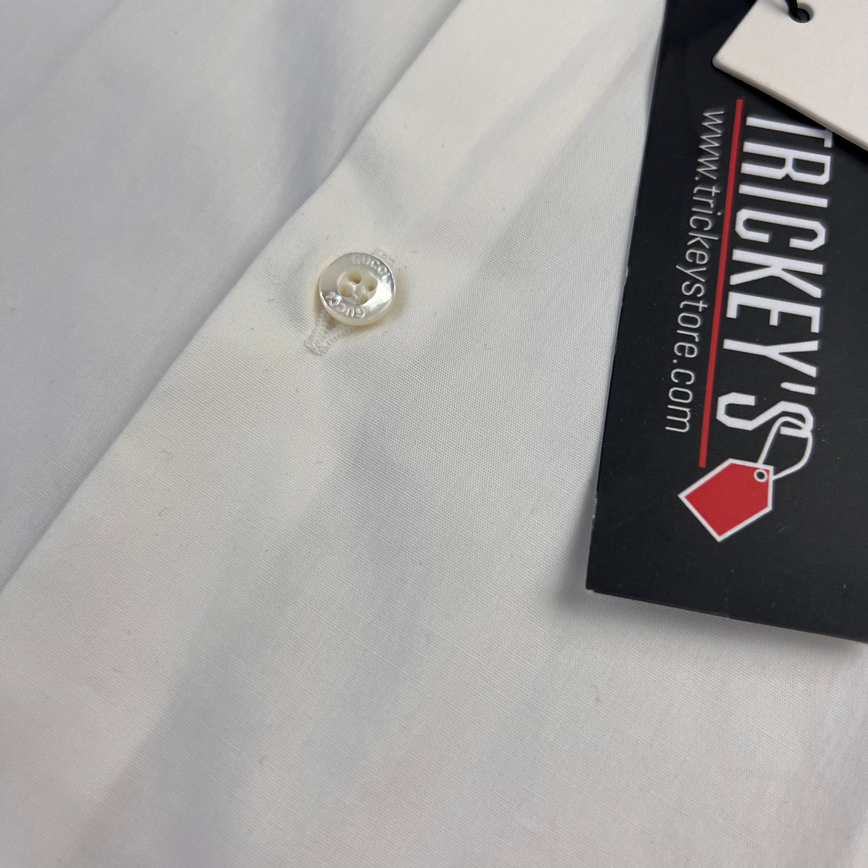 Gucci Men’s White Button up Cotton Poplin Shirt - Large Slim