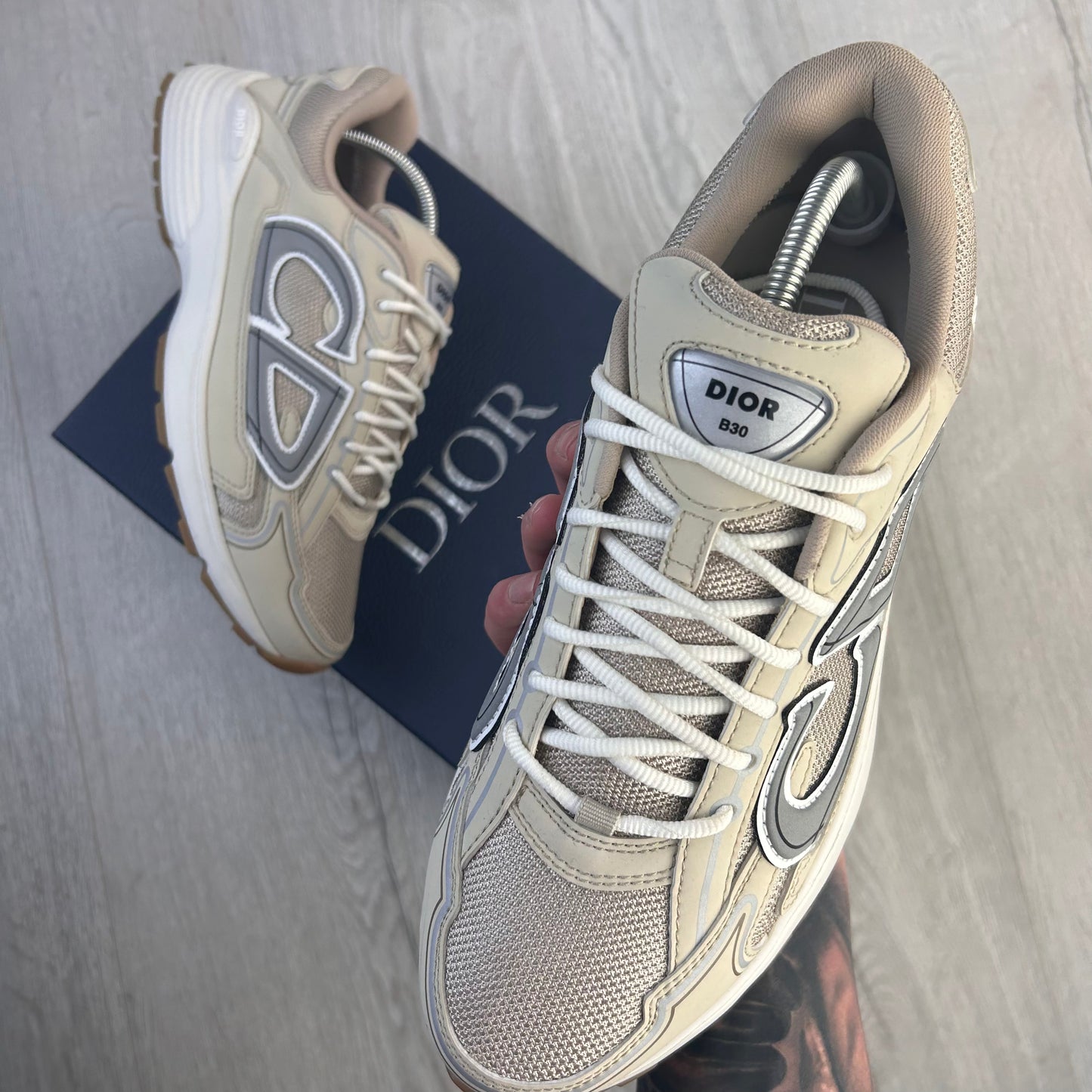 Dior B30 Men’s Cream Mesh and Technical Fabric Trainers - 41 (Fit Uk 7)